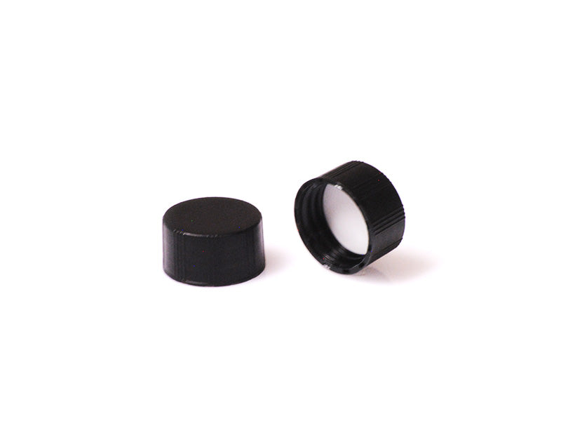 ND24; 24mm Screw thread black cap, closed top; nature silicone/nature PTFE septa