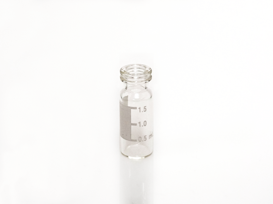 ND11; 11mm 2mL Snap ring vial, clear glass, label and filling lines